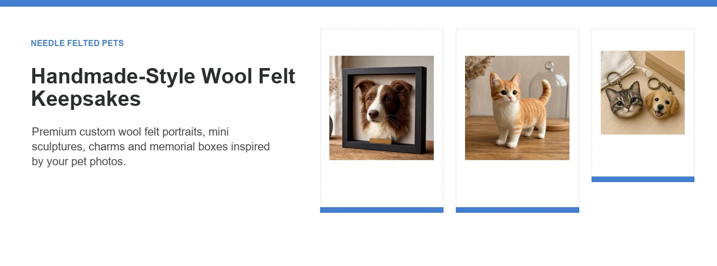 Custom needle felted pet portrait and wool pet keepsake gifts