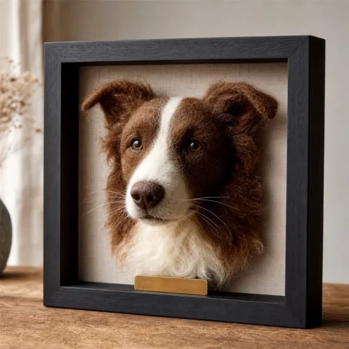 Custom Needle Felted Pet Portrait Frame Product Image